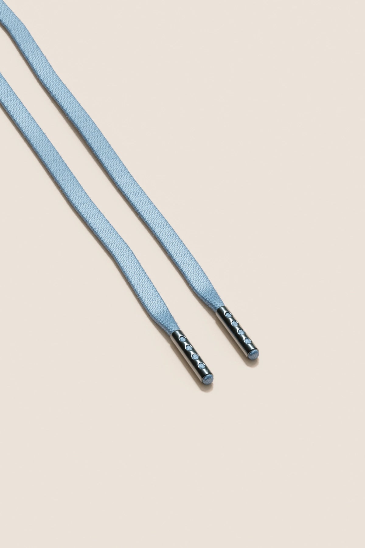 Senkels Light Blue 3mm Flat Waxed Shoelaces with Black Nickel Aglets