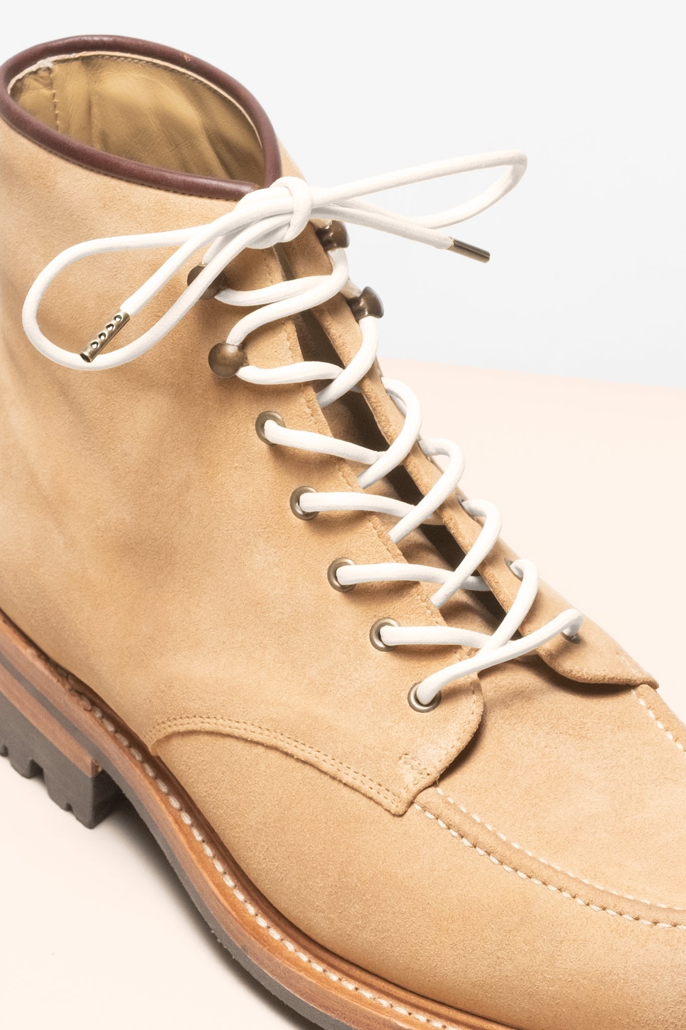 Cream - 4mm round waxed shoelaces for boots and shoes made from 100% organic cotton - Senkels