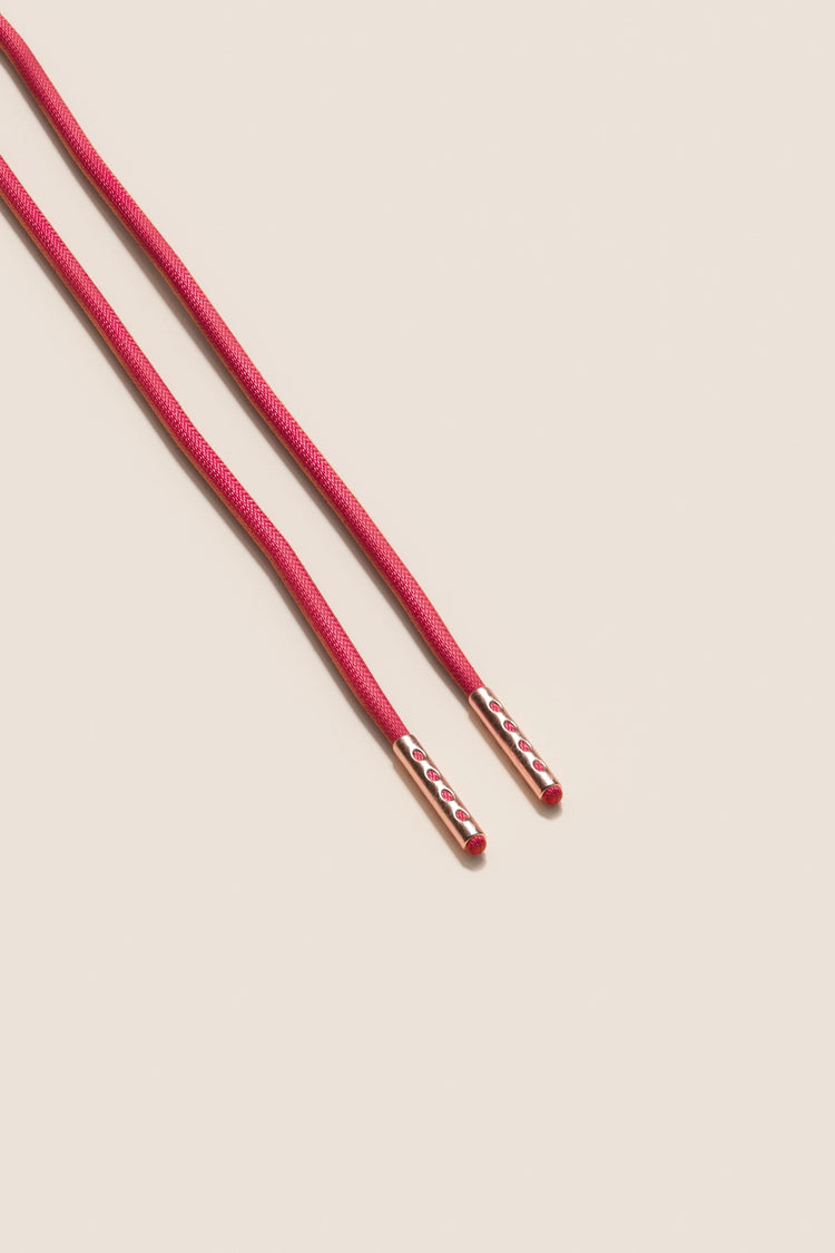 Senkels Cerise Pink 2.5mm Round Waxed Shoelaces with Rose Gold Aglets