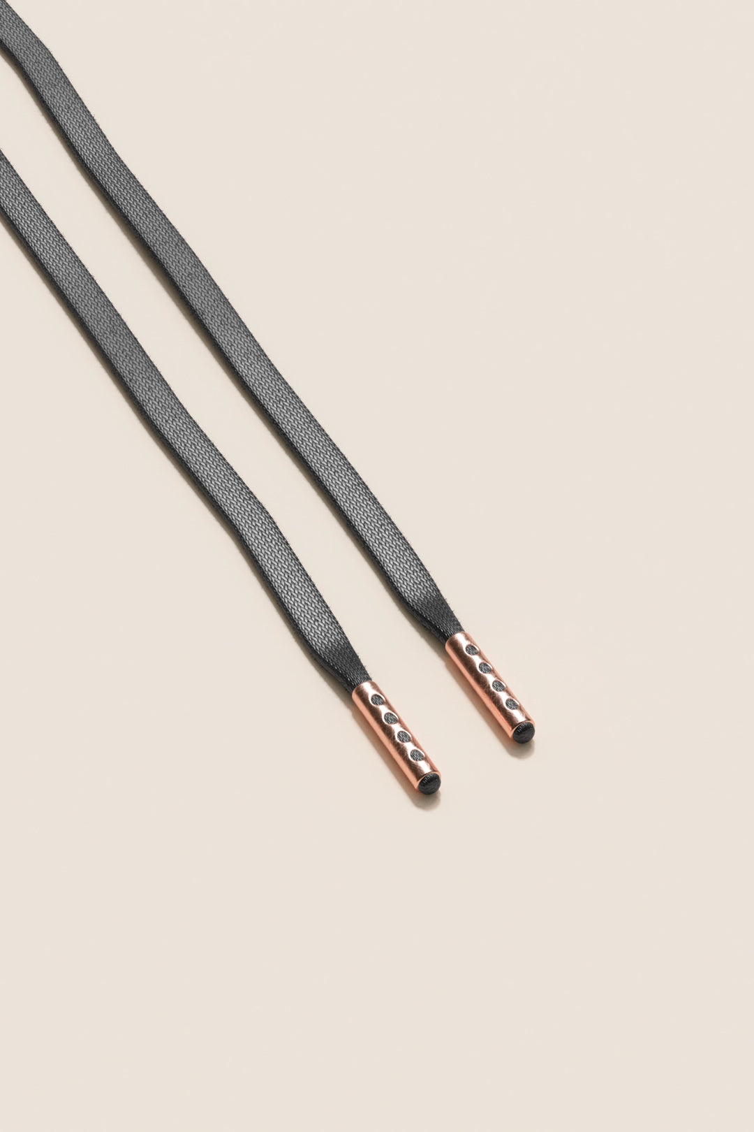 Senkels Charcoal 3mm Flat Waxed Shoelaces with Rose Gold Aglets
