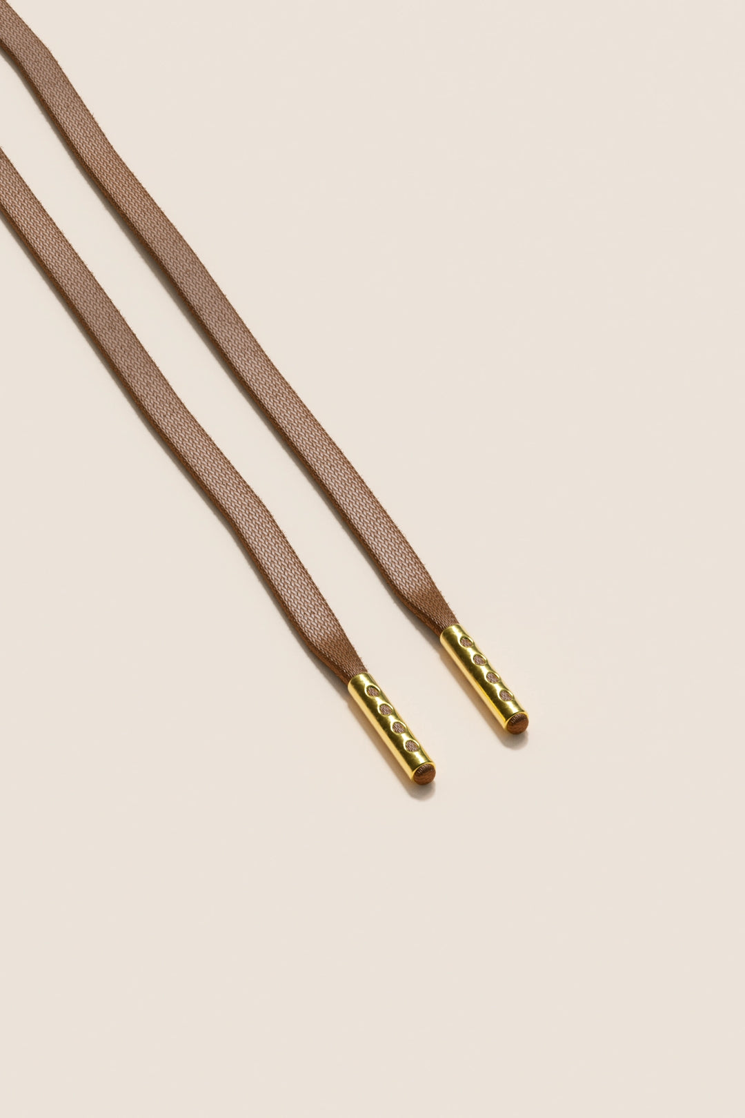 Senkels Coffee Brown 3mm Flat Waxed Shoelaces with Gold Aglets