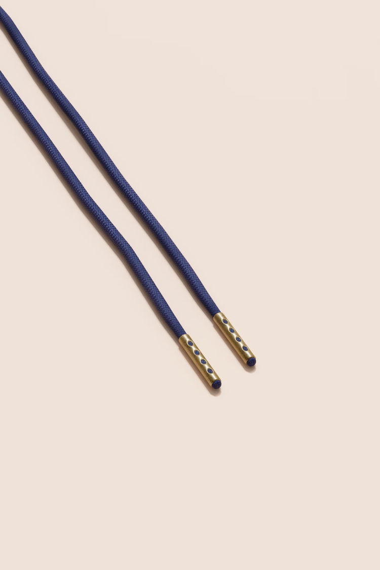 Senkels Dark Blue 2.5mm Round Waxed Shoelaces with Brass Aglets