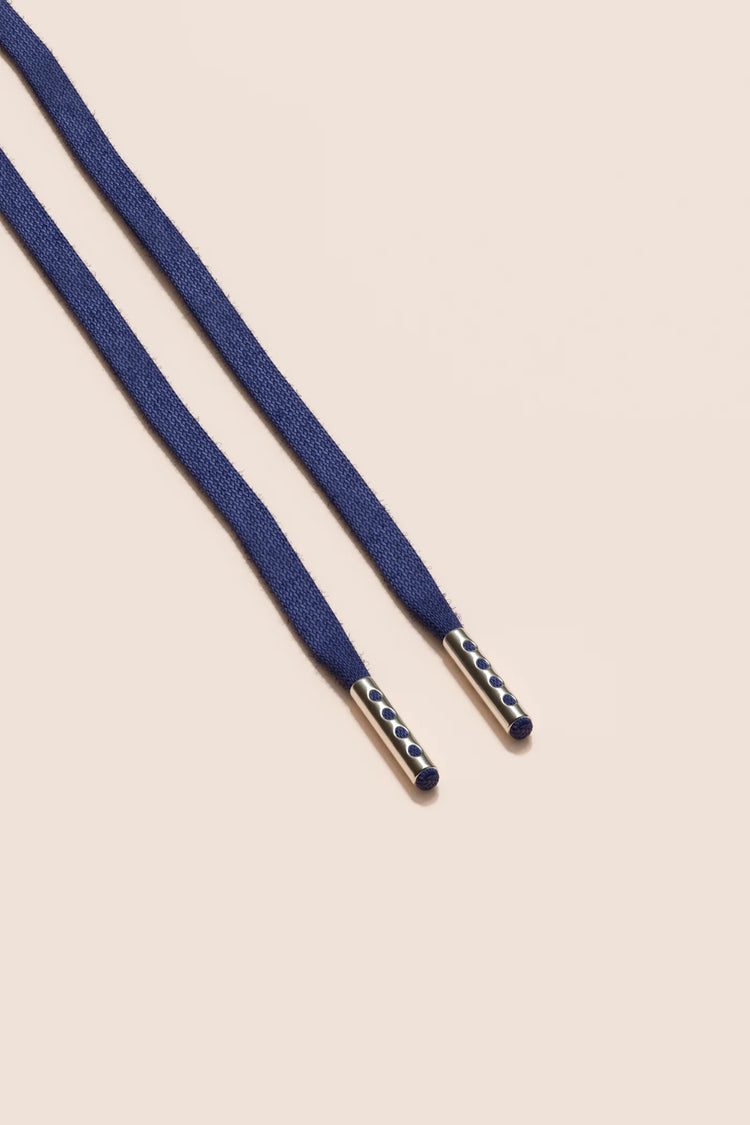Senkels Dark Blue 3mm Flat Waxed Shoelaces with Nickel Aglets