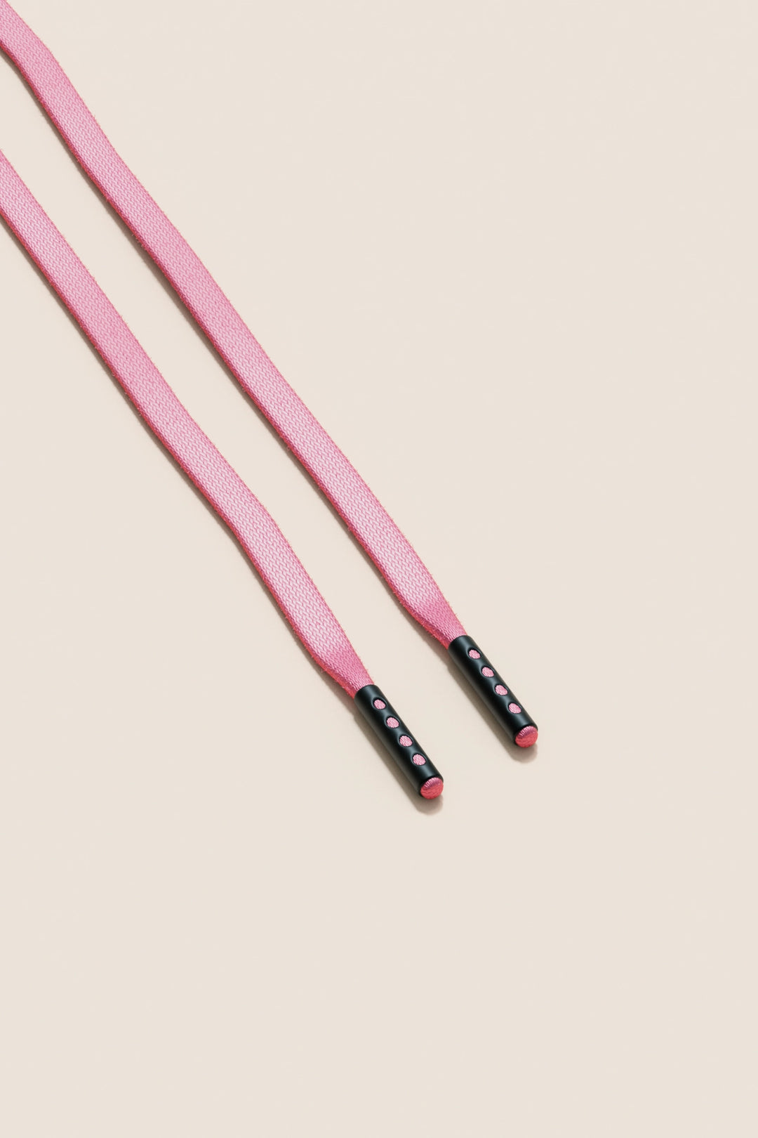 Senkels Flamingo Pink 3mm Flat Waxed Shoelaces with Black Matte Aglets