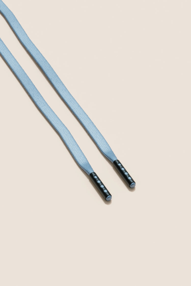 Senkels Light Blue 3mm Flat Waxed Shoelaces with Black Matte Aglets