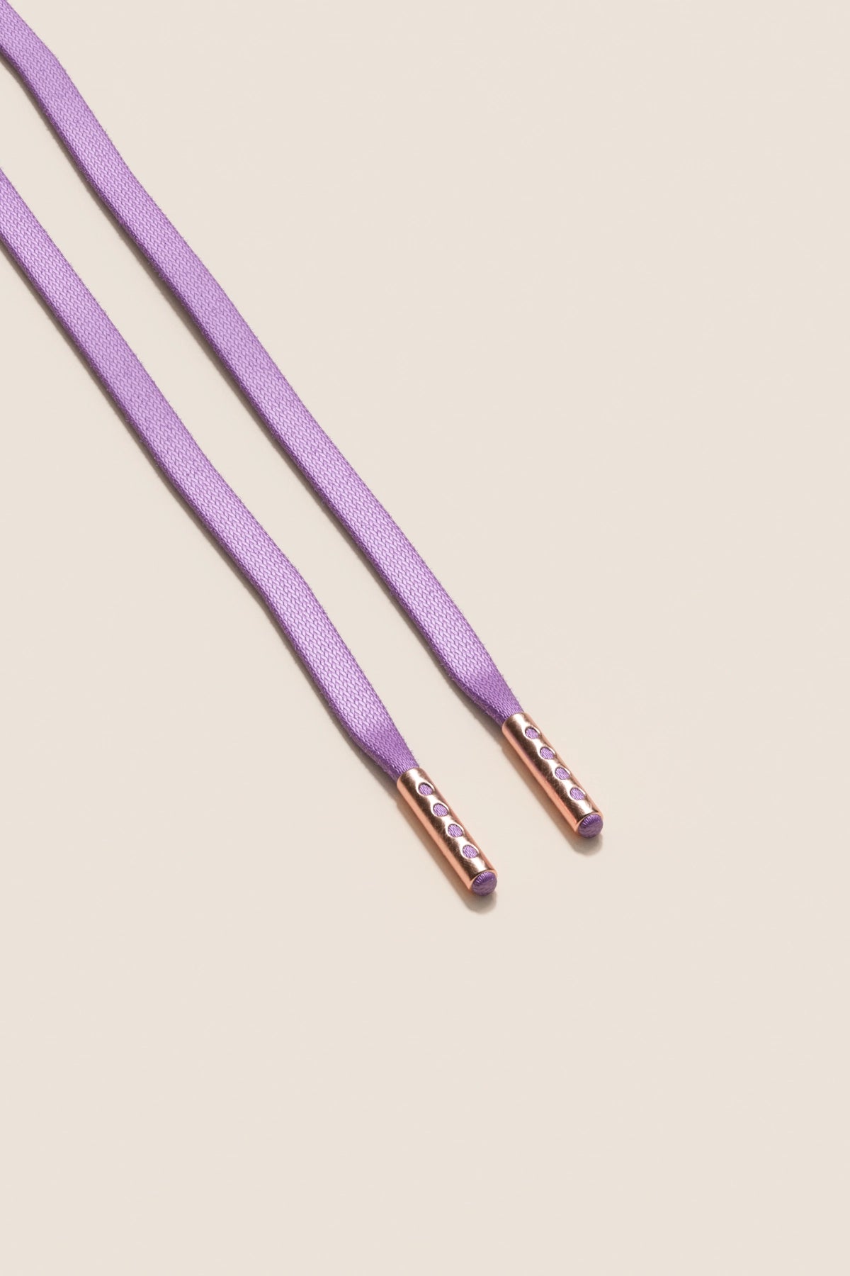 Senkels Lilac 3mm Flat Waxed Shoelaces with Rose Gold Aglets