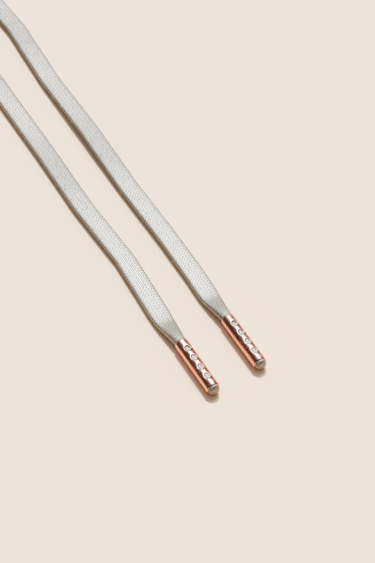 Senkels Nickel Grey 3mm Flat Waxed Shoelaces with Rose Gold Aglets