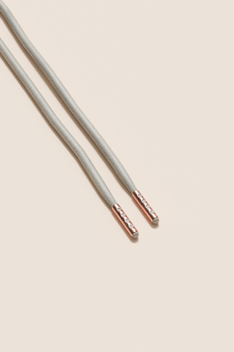 Senkels Nickel Grey 4mm Round Waxed Shoelaces with Rose Gold Aglets