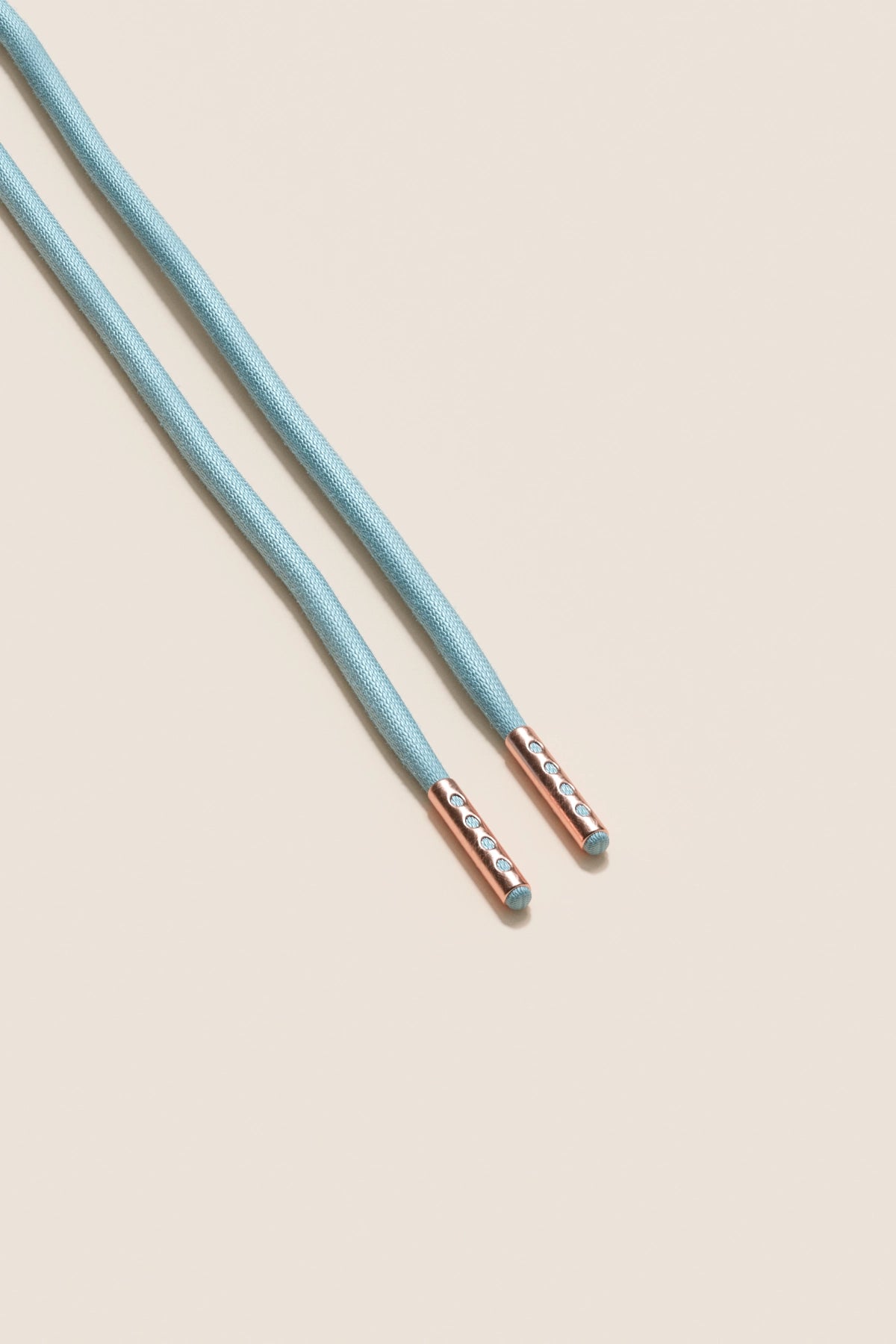 Senkels Pastel Blue 4mm Round Waxed Shoelaces with Rose Gold Aglets