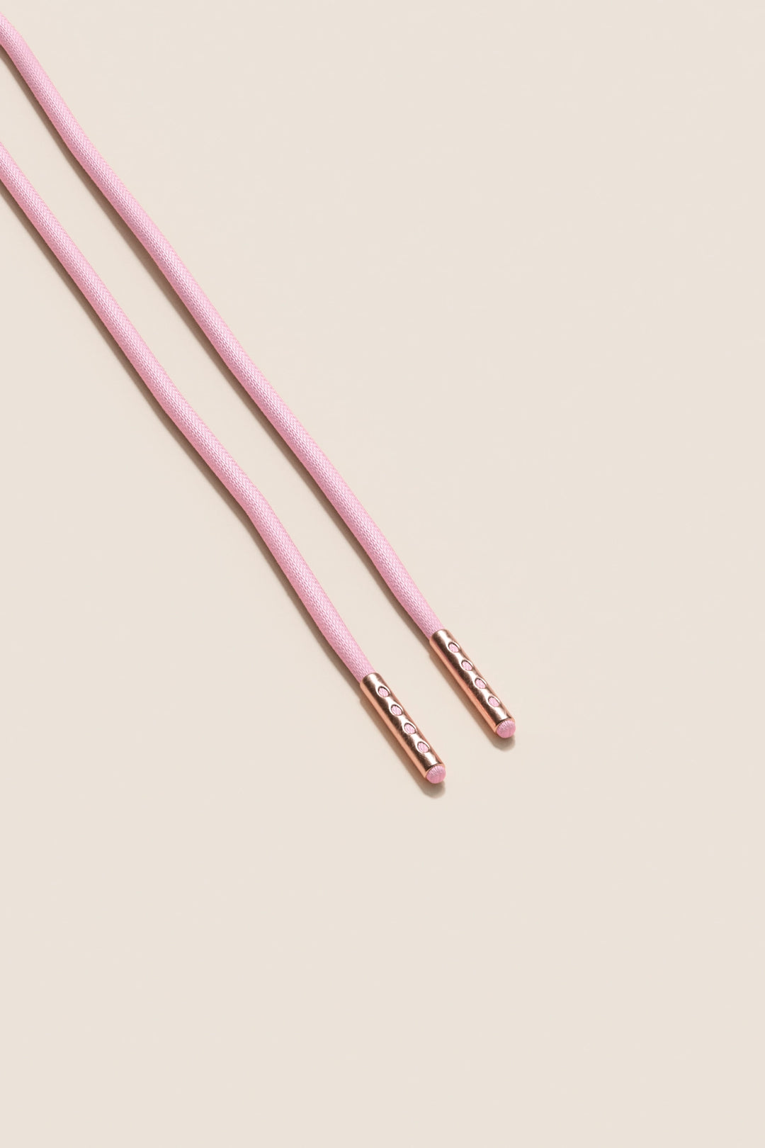 Senkels Pastel Pink 2.5mm Round Waxed Shoelaces with Rose Gold Aglets