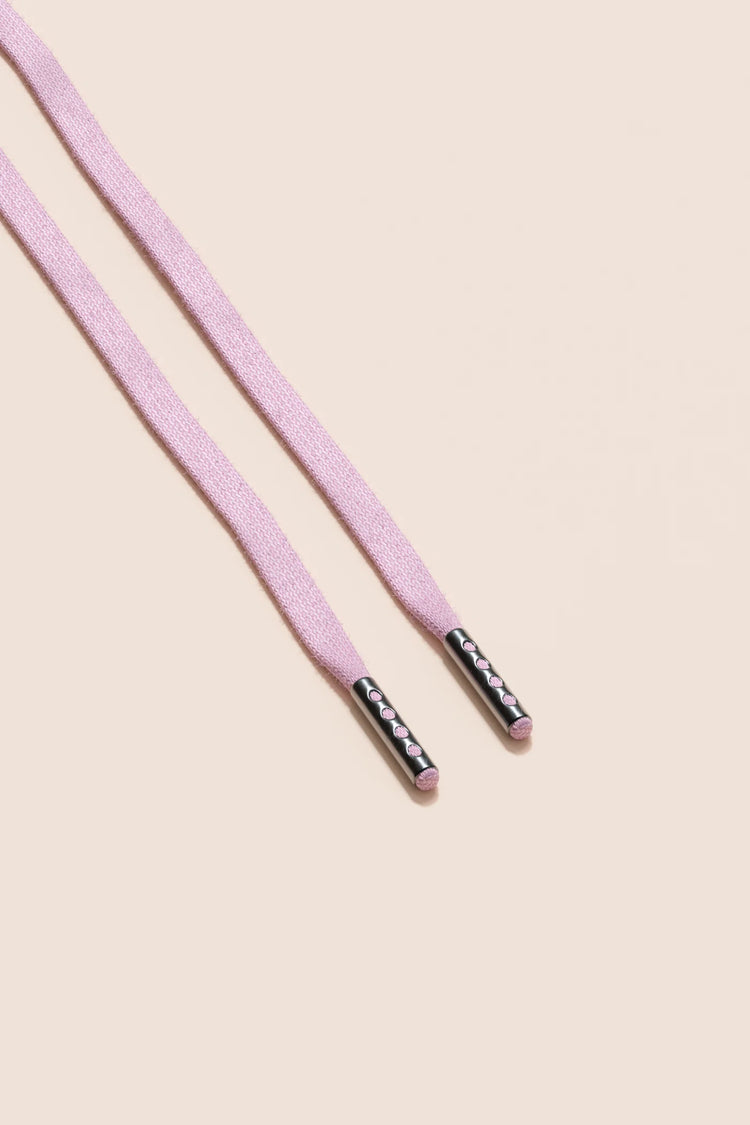 Senkels Pastel Pink 3mm Flat Waxed Shoelaces with Black Nickel Aglets