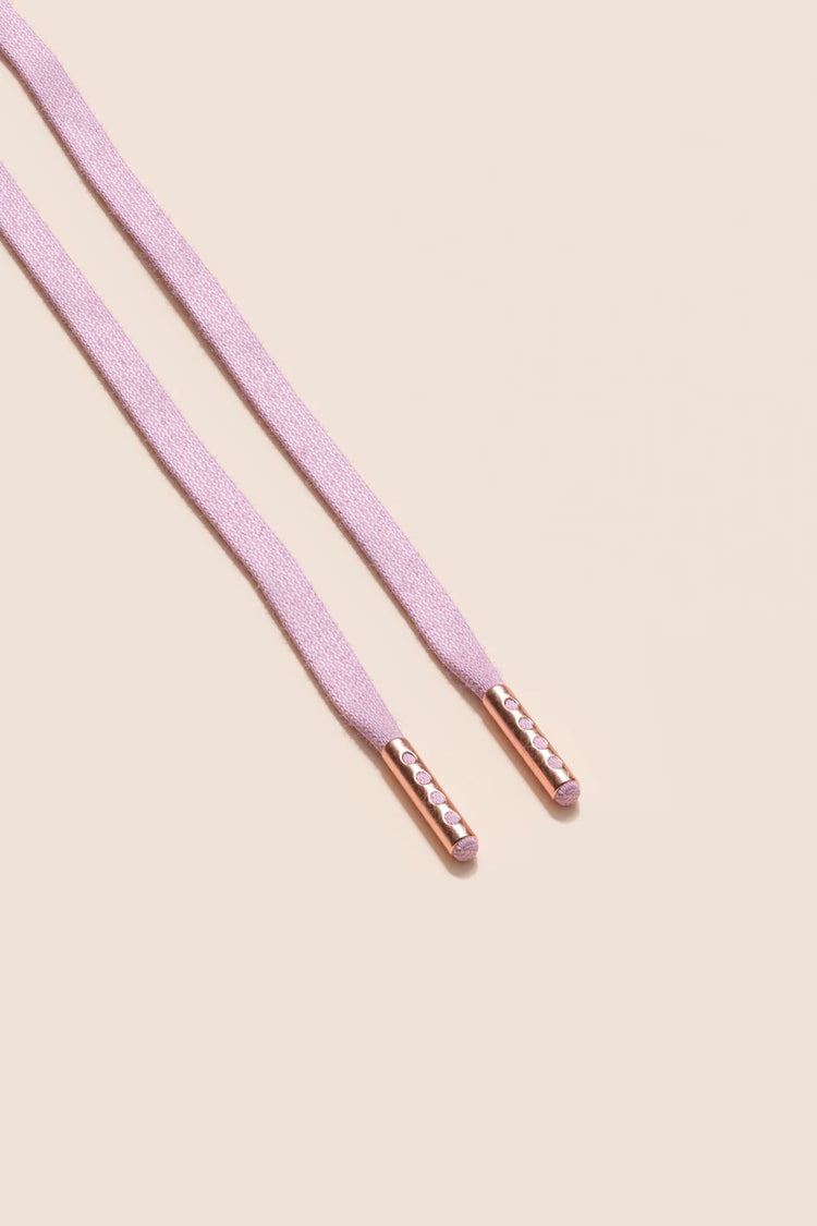 Senkels Pastel Pink 3mm Flat Waxed Shoelaces with Rose Gold Aglets