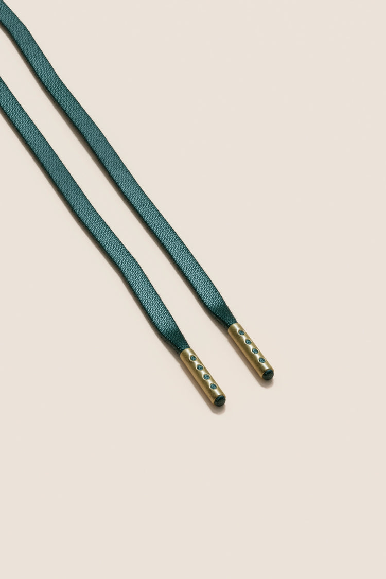 Senkels Pine Green 3mm Flat Waxed Shoelaces with Brass Aglets