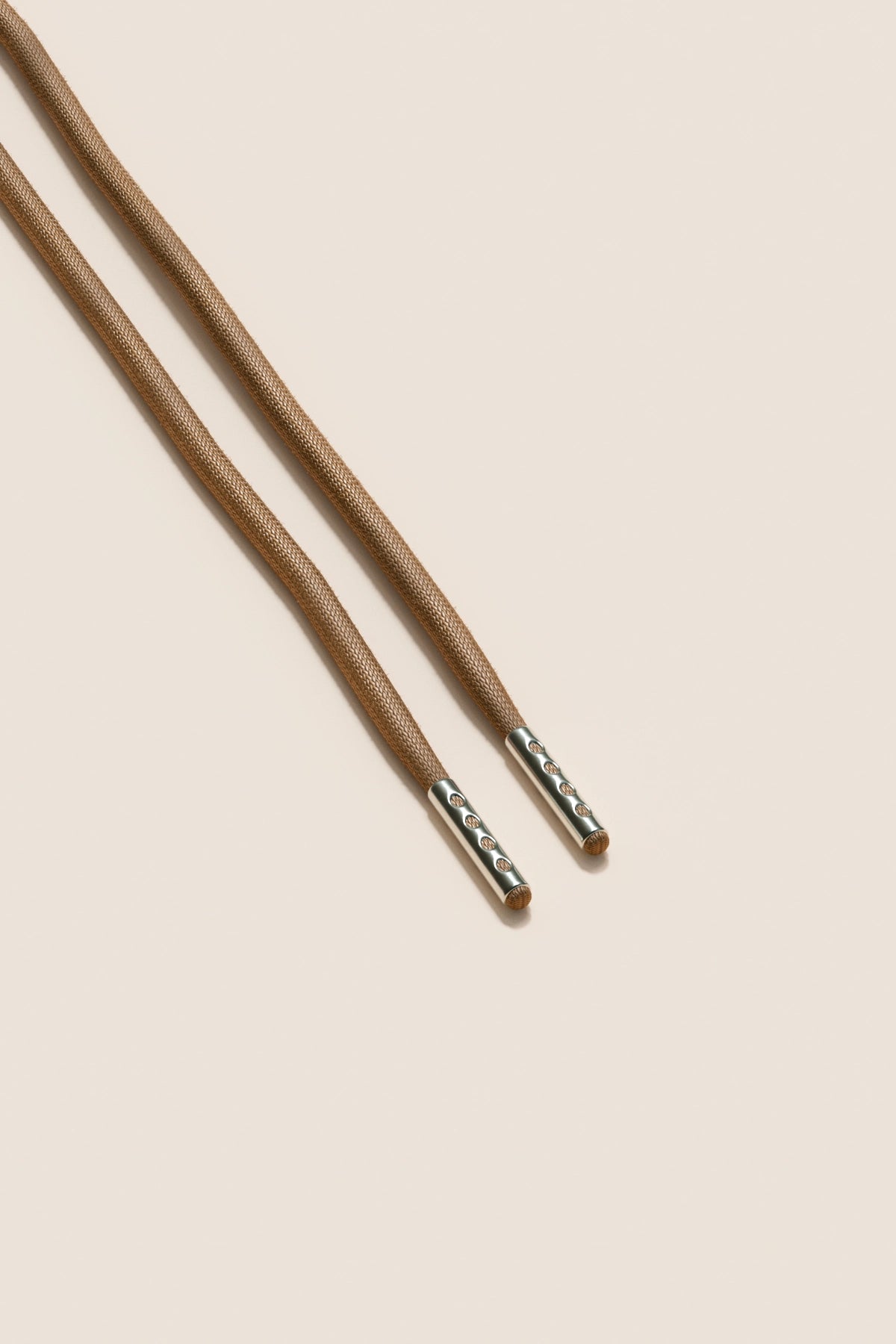 Senkels Taupe 4mm Round Waxed Shoelaces with Nickel Aglets