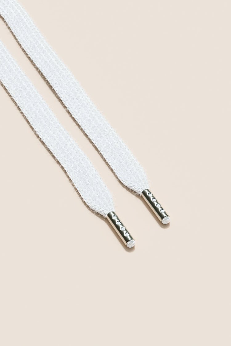 Senkels White Sneaker Shoelaces with Nickel Aglets