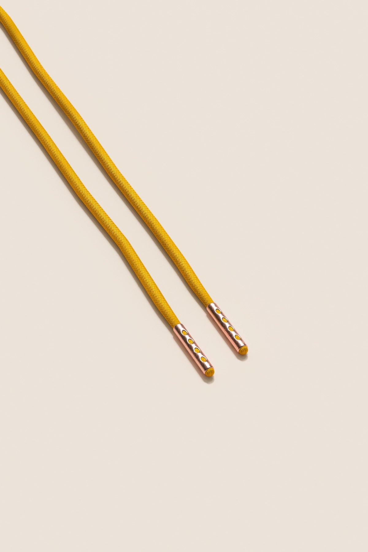 Senkels Yellow 2.5mm Round Waxed Shoelaces with Rose Gold Aglets
