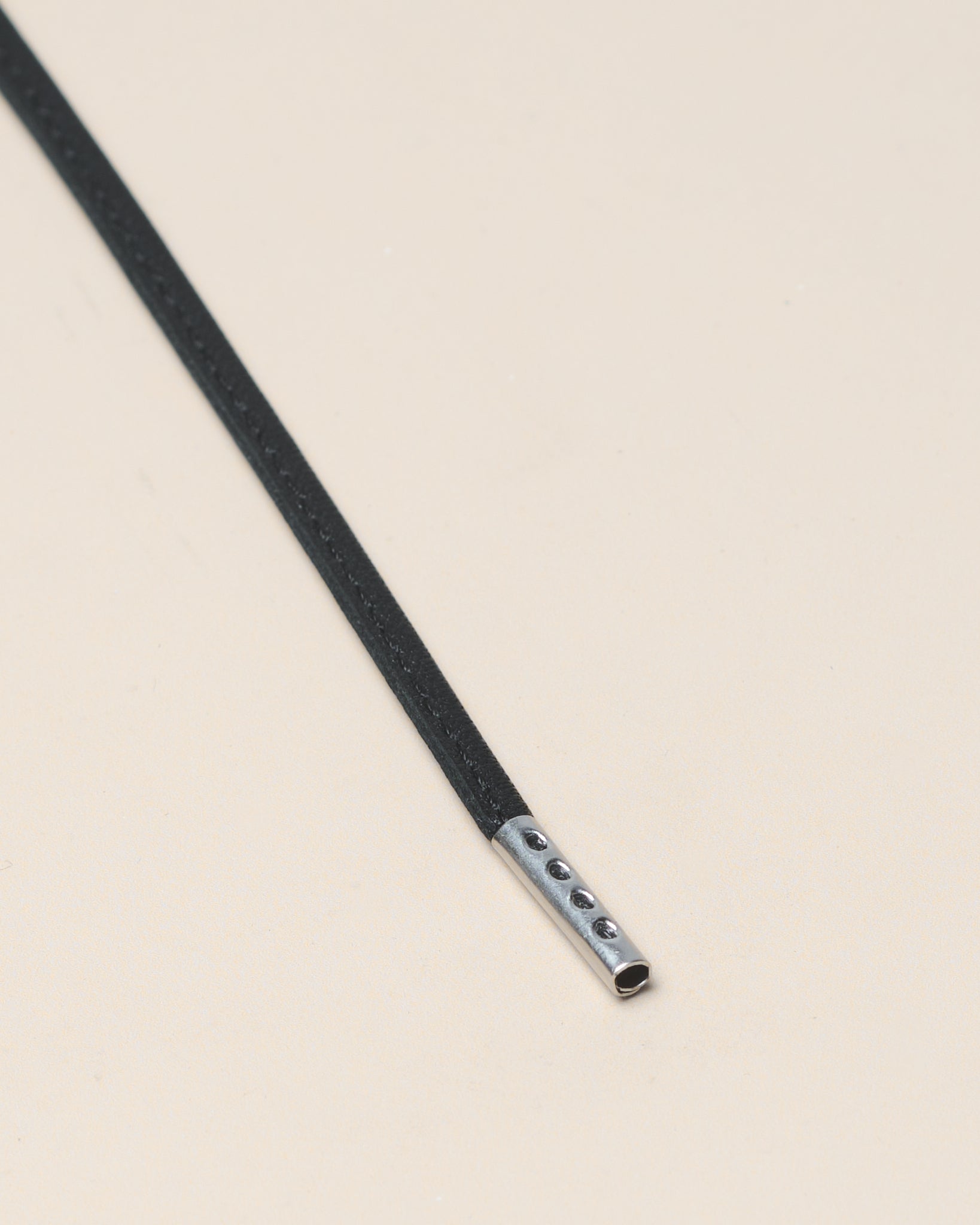 Black - 4mm Stitched Leather Shoelaces