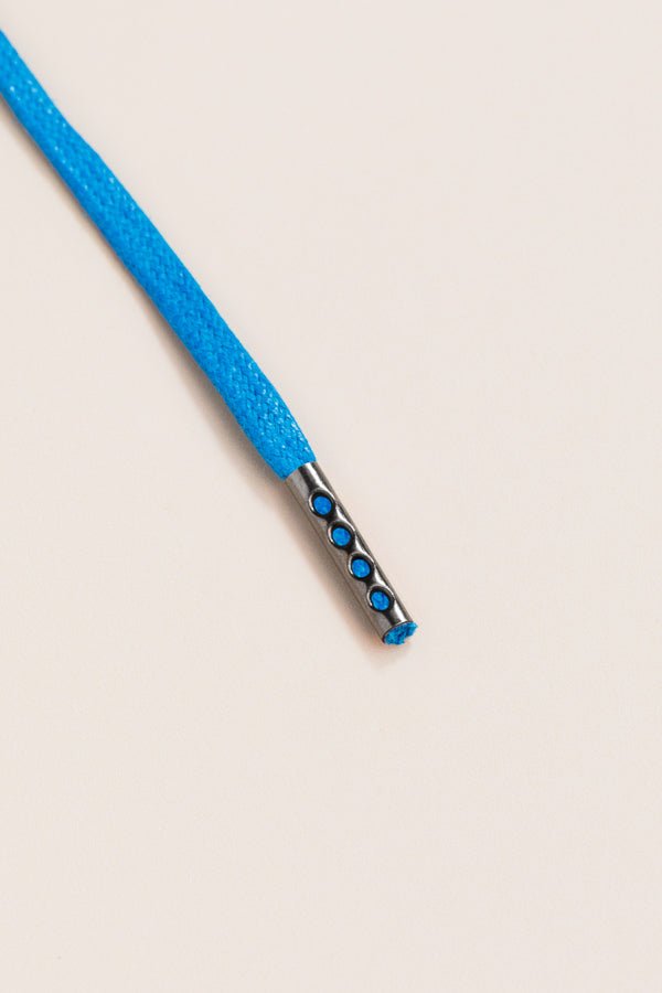 Yale Blue - 4mm round waxed shoelaces for boots and shoes made from 100% organic cotton - Senkels